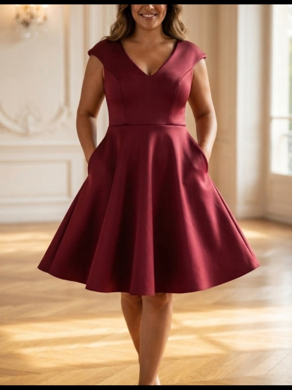 Glamazon Burgundy Skater Dress with Pockets - Size XL - NWT